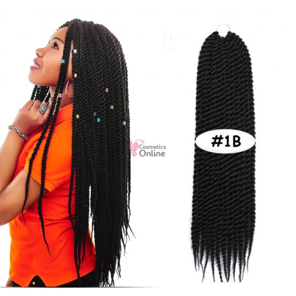 Extensie de par afro Senegalese Twist Hair Crochet Braid de 55 cm SNG1B Brunet